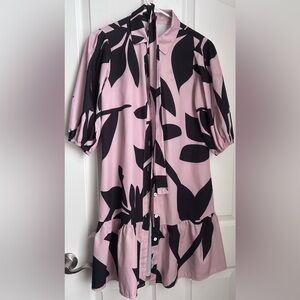 Elegant Pink and Black Midi Dress